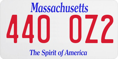 MA license plate 440OZ2