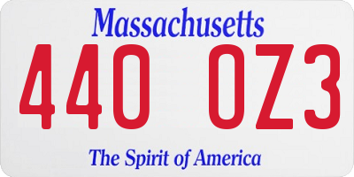 MA license plate 440OZ3