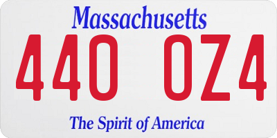 MA license plate 440OZ4