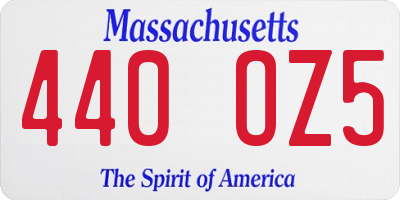 MA license plate 440OZ5