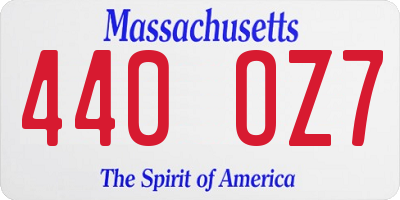 MA license plate 440OZ7