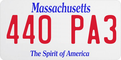 MA license plate 440PA3