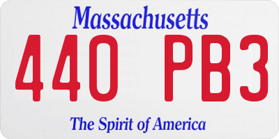 MA license plate 440PB3