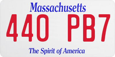 MA license plate 440PB7