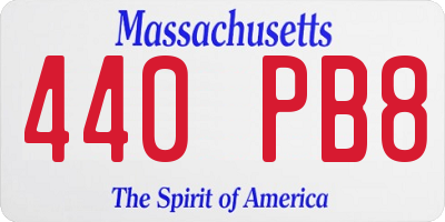 MA license plate 440PB8
