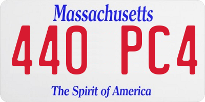 MA license plate 440PC4