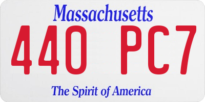 MA license plate 440PC7