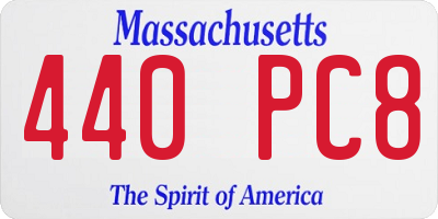 MA license plate 440PC8