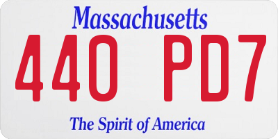 MA license plate 440PD7