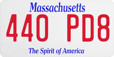 MA license plate 440PD8