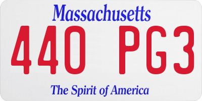 MA license plate 440PG3