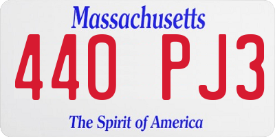 MA license plate 440PJ3