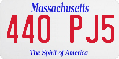 MA license plate 440PJ5