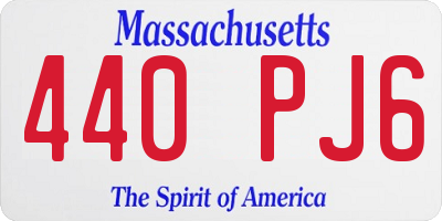 MA license plate 440PJ6