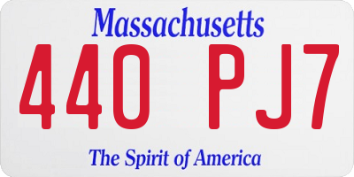 MA license plate 440PJ7