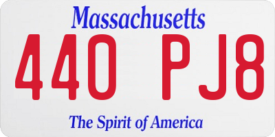 MA license plate 440PJ8