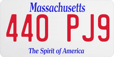 MA license plate 440PJ9
