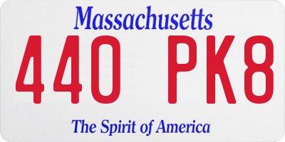 MA license plate 440PK8