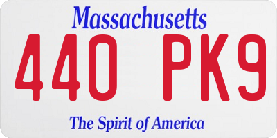 MA license plate 440PK9