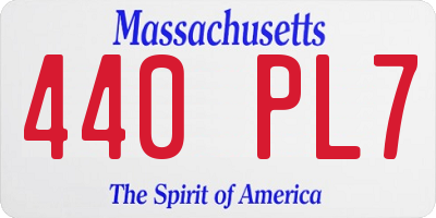 MA license plate 440PL7