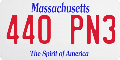 MA license plate 440PN3