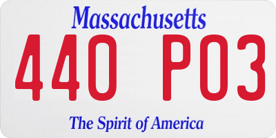 MA license plate 440PO3