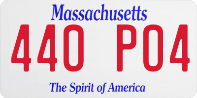 MA license plate 440PO4