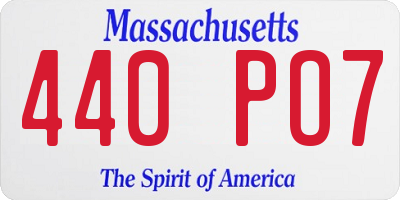 MA license plate 440PO7