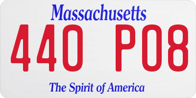 MA license plate 440PO8
