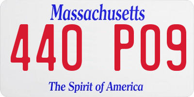 MA license plate 440PO9