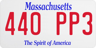 MA license plate 440PP3