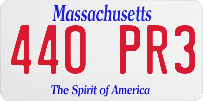 MA license plate 440PR3