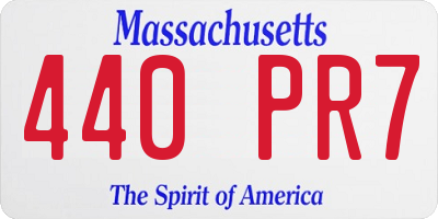 MA license plate 440PR7