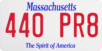 MA license plate 440PR8