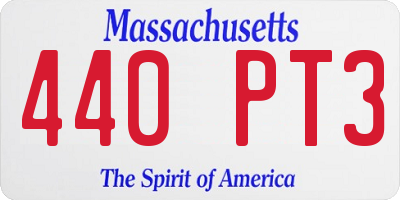 MA license plate 440PT3