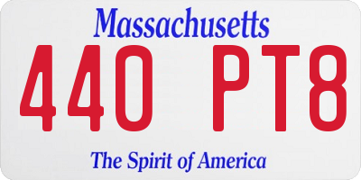 MA license plate 440PT8