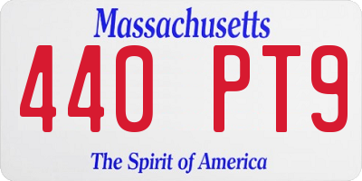 MA license plate 440PT9