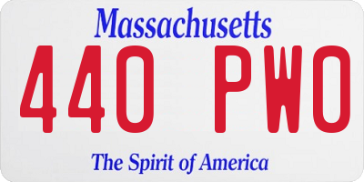MA license plate 440PW0