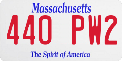 MA license plate 440PW2