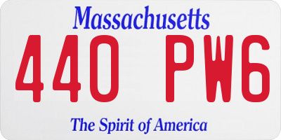 MA license plate 440PW6