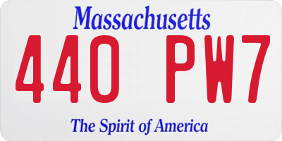 MA license plate 440PW7