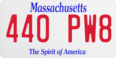 MA license plate 440PW8
