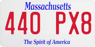 MA license plate 440PX8