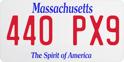 MA license plate 440PX9