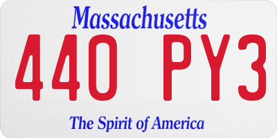 MA license plate 440PY3