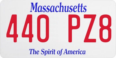 MA license plate 440PZ8