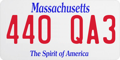 MA license plate 440QA3