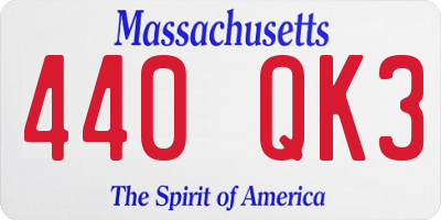 MA license plate 440QK3