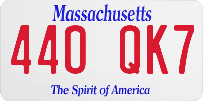 MA license plate 440QK7