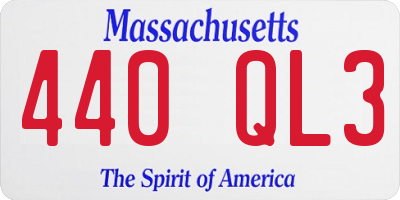 MA license plate 440QL3